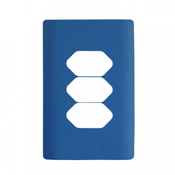 Placa p/ 3 Tomadas 4x2 - Novara Azul Fosco